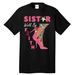 Oes Sistar Leopard Walk By Faith Breast Cancer Tall T-Shirt