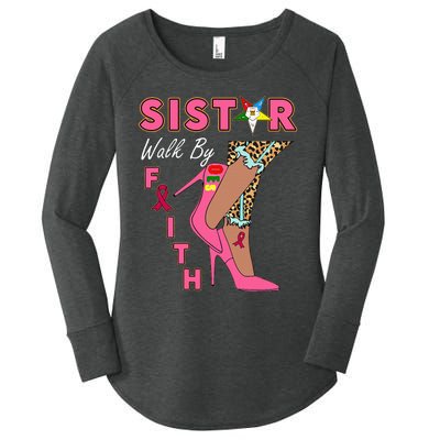 Oes Sistar Leopard Walk By Faith Breast Cancer Women's Perfect Tri Tunic Long Sleeve Shirt