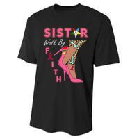 Oes Sistar Leopard Walk By Faith Breast Cancer Performance Sprint T-Shirt