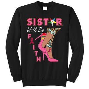 Oes Sistar Leopard Walk By Faith Breast Cancer Tall Sweatshirt