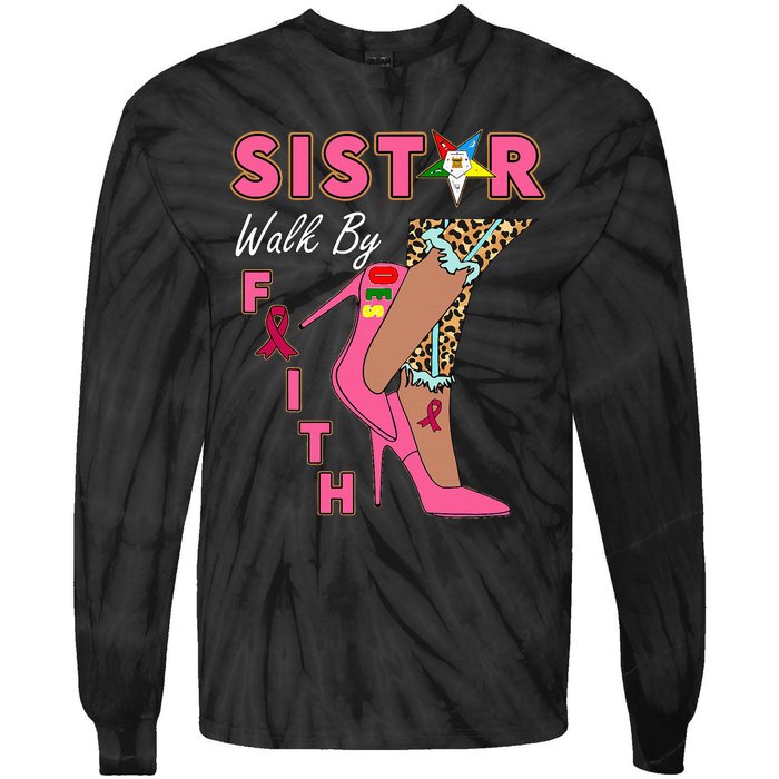 Oes Sistar Leopard Walk By Faith Breast Cancer Tie-Dye Long Sleeve Shirt