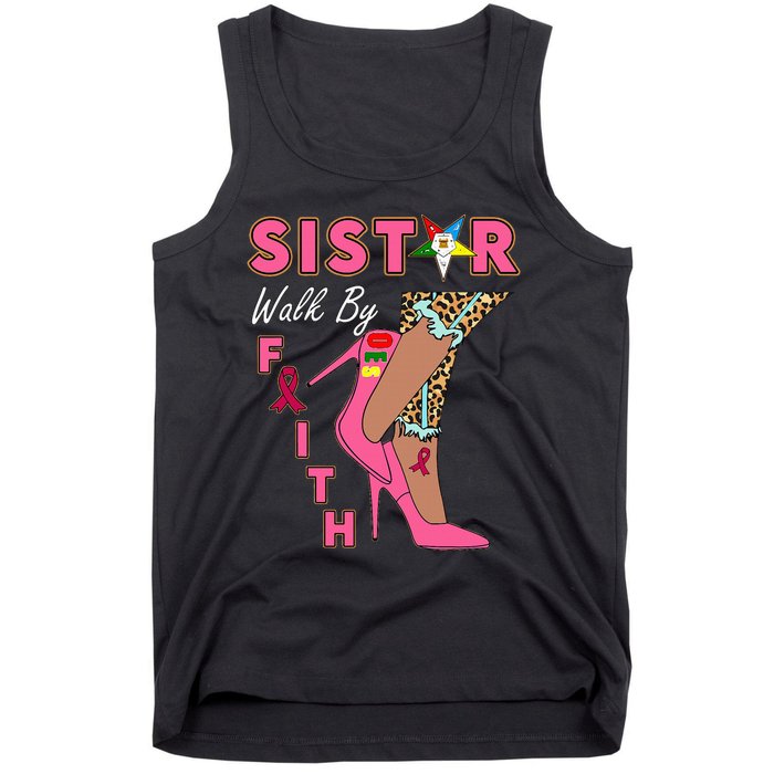 Oes Sistar Leopard Walk By Faith Breast Cancer Tank Top