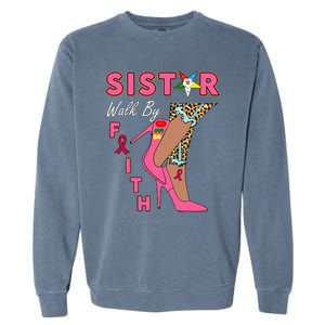 Oes Sistar Leopard Walk By Faith Breast Cancer Garment-Dyed Sweatshirt