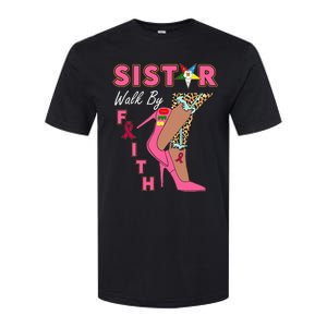 Oes Sistar Leopard Walk By Faith Breast Cancer Softstyle CVC T-Shirt