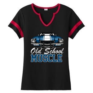 Old School Muscle Car Ladies Halftime Notch Neck Tee