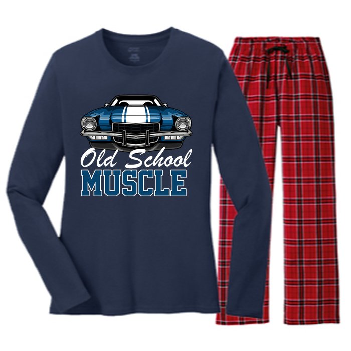 Old School Muscle Car Women's Long Sleeve Flannel Pajama Set 