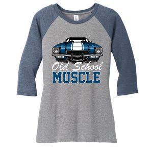 Old School Muscle Car Women's Tri-Blend 3/4-Sleeve Raglan Shirt