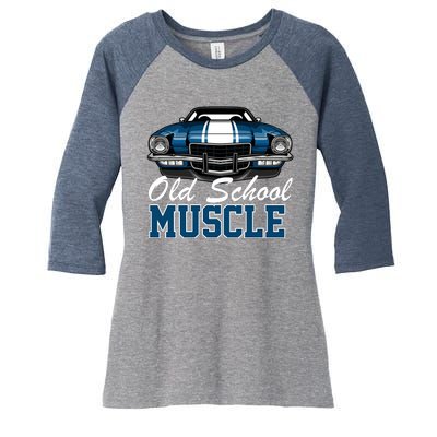 Old School Muscle Car Women's Tri-Blend 3/4-Sleeve Raglan Shirt