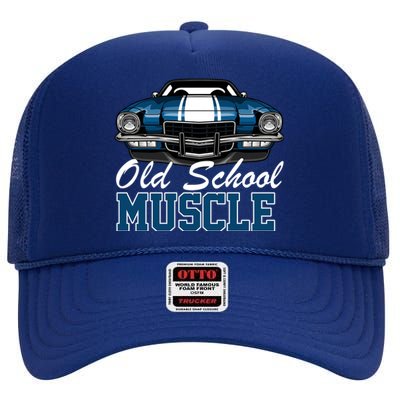 Old School Muscle Car High Crown Mesh Back Trucker Hat