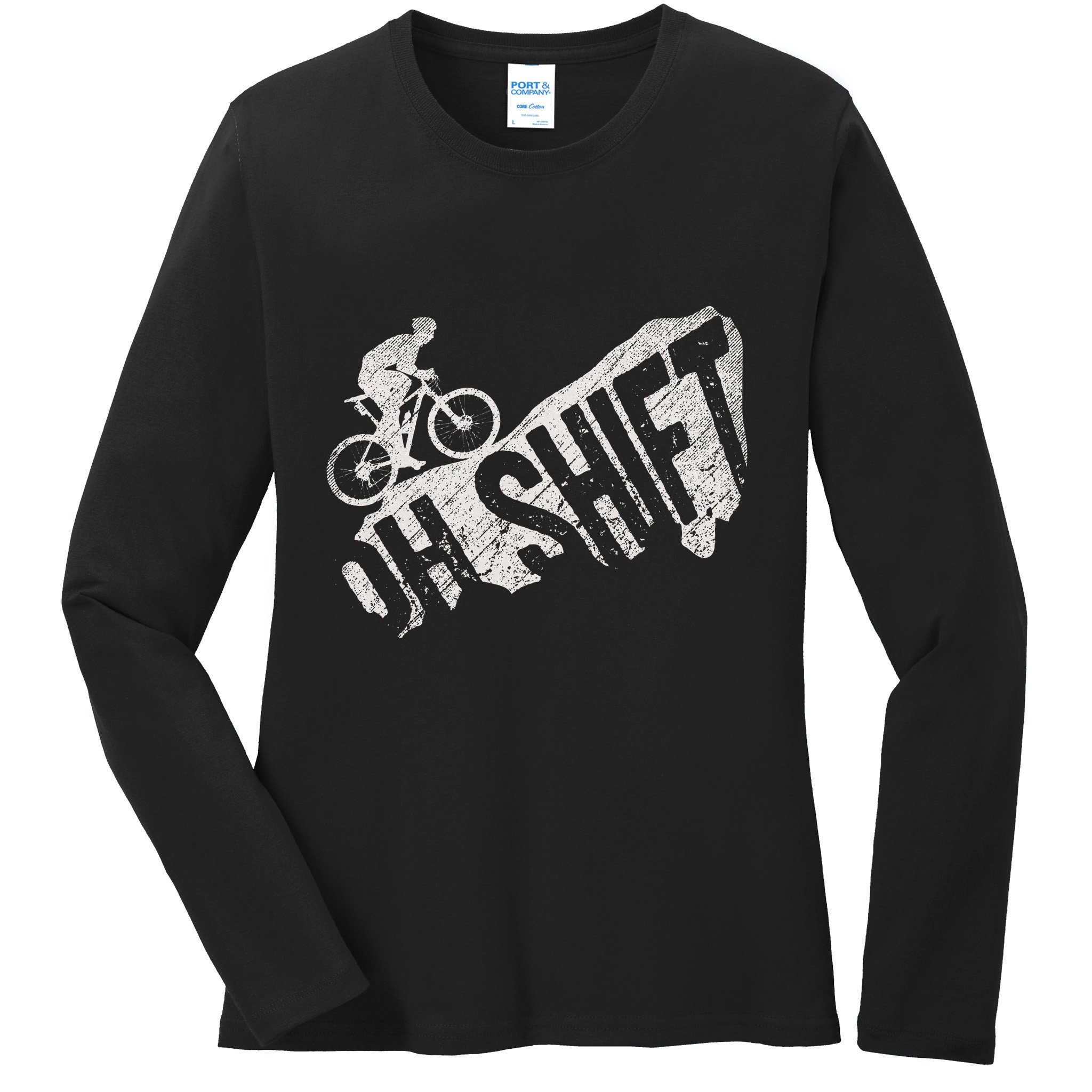 Oh Shift Mountain Biking Bicycle Bike Rider Cyclist Ladies Long Sleeve Shirt