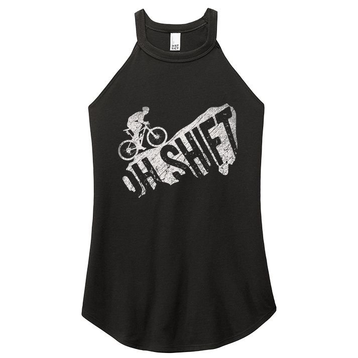 Oh Shift Mountain Biking Bicycle Bike Rider Cyclist Women's Perfect Tri Rocker Tank