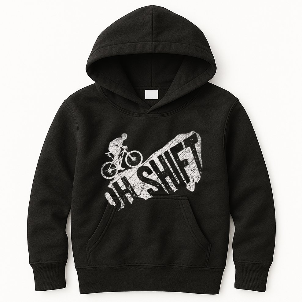 Oh Shift Mountain Biking Bicycle Bike Rider Cyclist Kids Hoodie