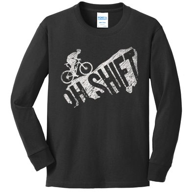 Oh Shift Mountain Biking Bicycle Bike Rider Cyclist Kids Long Sleeve Shirt