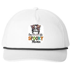 One Spooky Mama Halloween Messy Bun Skull Funny Mom Life Gift Snapback Five-Panel Rope Hat