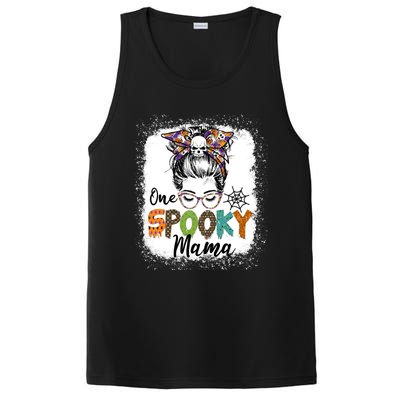 One Spooky Mama Halloween Messy Bun Skull Funny Mom Life Gift PosiCharge Competitor Tank