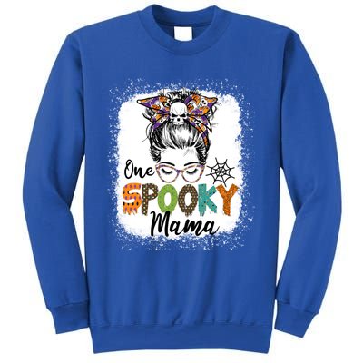 One Spooky Mama Halloween Messy Bun Skull Funny Mom Life Gift Sweatshirt