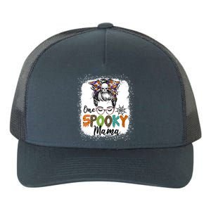 One Spooky Mama Halloween Messy Bun Skull Funny Mom Life Gift Yupoong Adult 5-Panel Trucker Hat