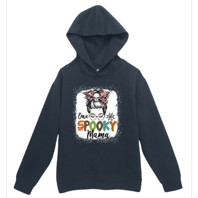 One Spooky Mama Halloween Messy Bun Skull Funny Mom Life Gift Urban Pullover Hoodie