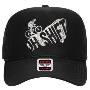 Oh Shift Mountain Biking Bicycle Bike Rider Cyclist High Crown Mesh Back Trucker Hat