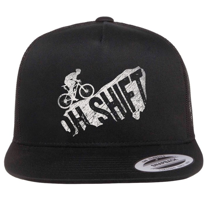 Oh Shift Mountain Biking Bicycle Bike Rider Cyclist Flat Bill Trucker Hat