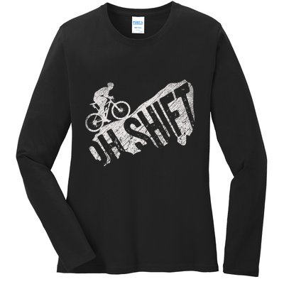 Oh Shift Mountain Biking Bicycle Bike Rider Cyclist Ladies Long Sleeve Shirt