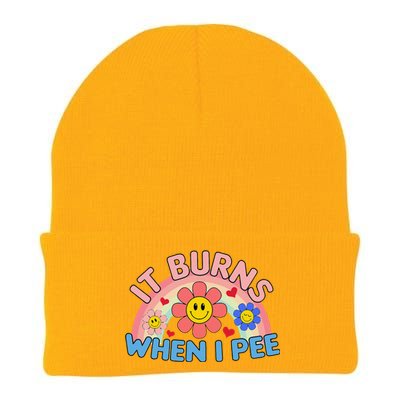 Oddly Specific Meme It Burns When I Pee Inappropriate Adult Knit Cap Winter Beanie