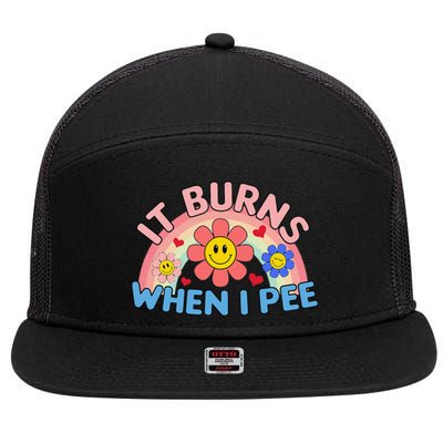 Oddly Specific Meme It Burns When I Pee Inappropriate Adult 7 Panel Mesh Trucker Snapback Hat