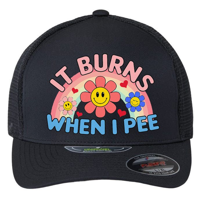 Oddly Specific Meme It Burns When I Pee Inappropriate Adult Flexfit Unipanel Trucker Cap