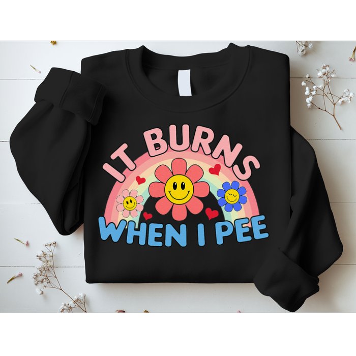 Oddly Specific Meme It Burns When I Pee Inappropriate Adult Sweatshirt