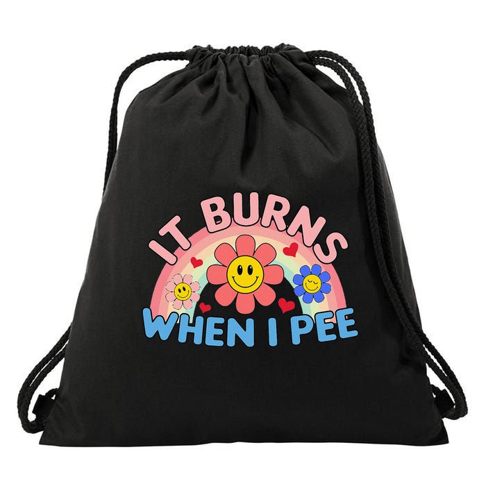 Oddly Specific Meme It Burns When I Pee Inappropriate Adult Drawstring Bag