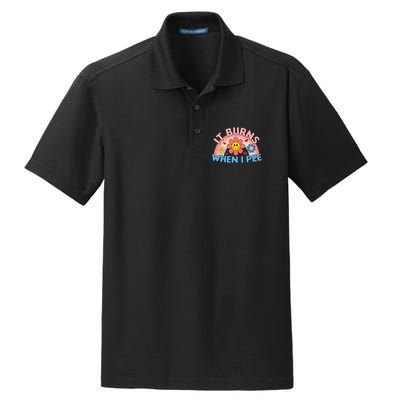 Oddly Specific Meme It Burns When I Pee Inappropriate Adult Dry Zone Grid Polo