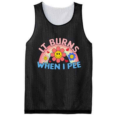 Oddly Specific Meme It Burns When I Pee Inappropriate Adult Mesh Reversible Basketball Jersey Tank
