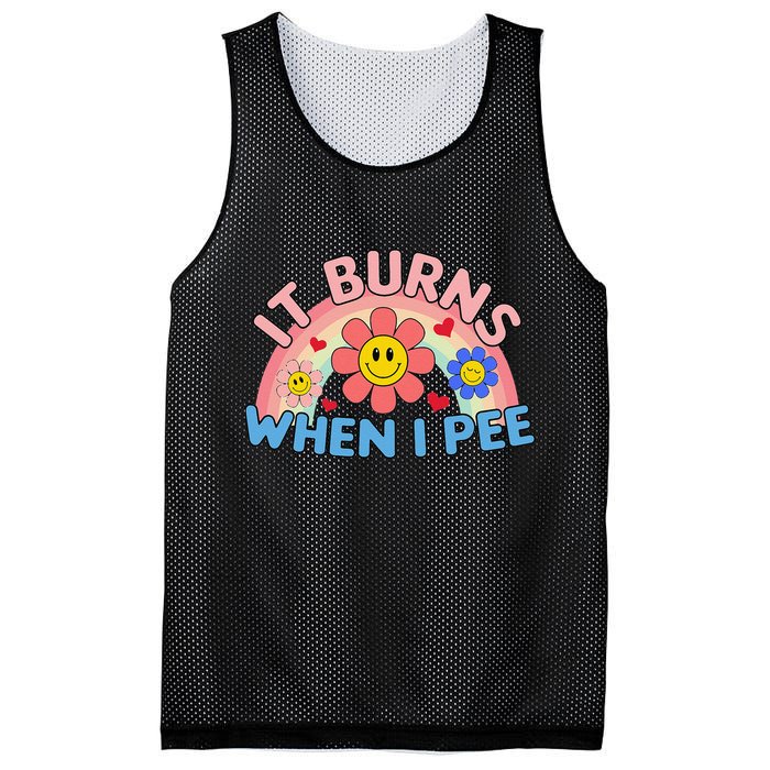 Oddly Specific Meme It Burns When I Pee Inappropriate Adult Mesh Reversible Basketball Jersey Tank