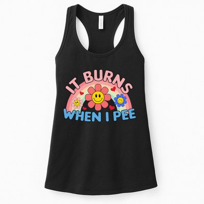 Oddly Specific Meme It Burns When I Pee Inappropriate Adult Womens Tank Top
