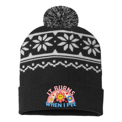 Oddly Specific Meme It Burns When I Pee Inappropriate Adult USA-Made Snowflake Beanie