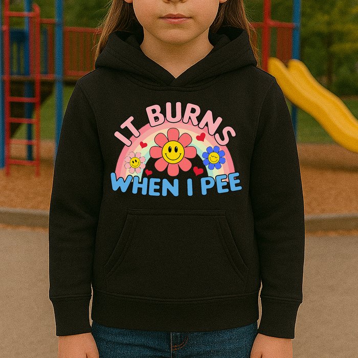 Oddly Specific Meme It Burns When I Pee Inappropriate Adult Kids Hoodie