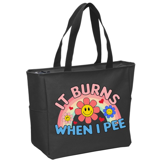 Oddly Specific Meme It Burns When I Pee Inappropriate Adult Zip Tote Bag