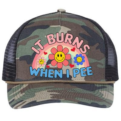 Oddly Specific Meme It Burns When I Pee Inappropriate Adult Retro Rope Trucker Hat Cap