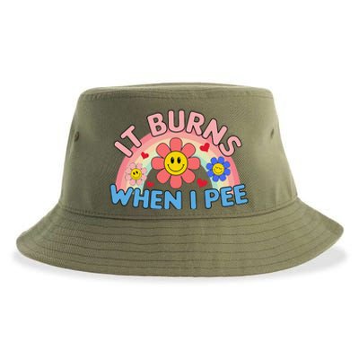 Oddly Specific Meme It Burns When I Pee Inappropriate Adult Sustainable Bucket Hat