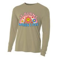 Oddly Specific Meme It Burns When I Pee Inappropriate Adult Cooling Performance Long Sleeve Crew
