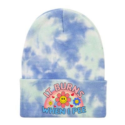 Oddly Specific Meme It Burns When I Pee Inappropriate Adult Tie Dye 12in Knit Beanie