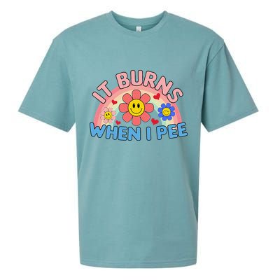 Oddly Specific Meme It Burns When I Pee Inappropriate Adult Sueded Cloud Jersey T-Shirt