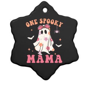 One Spooky Mama Retro Halloween Trick Or Treat Spooky Ghost Ceramic Star Ornament