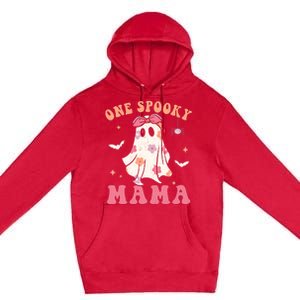 One Spooky Mama Retro Halloween Trick Or Treat Spooky Ghost Premium Pullover Hoodie