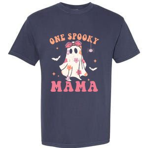 One Spooky Mama Retro Halloween Trick Or Treat Spooky Ghost Garment-Dyed Heavyweight T-Shirt