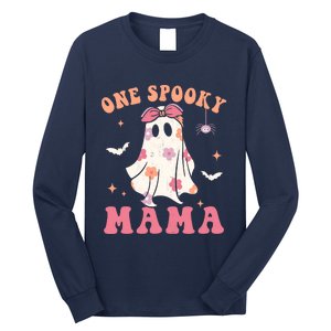 One Spooky Mama Retro Halloween Trick Or Treat Spooky Ghost Long Sleeve Shirt