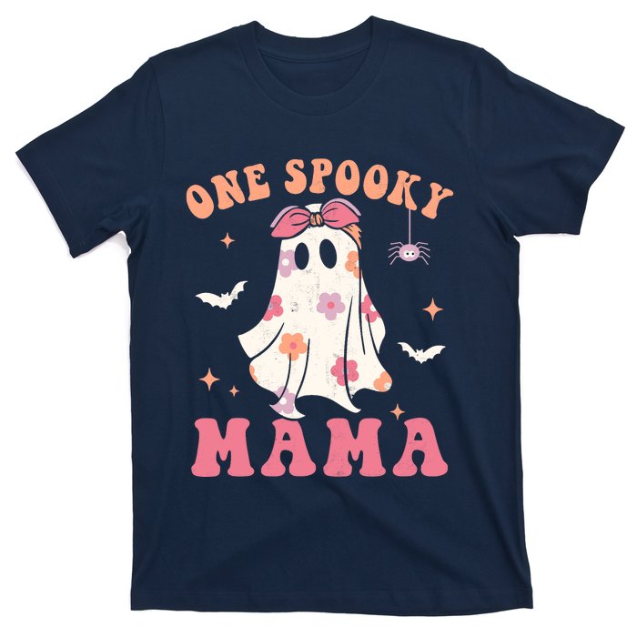 One Spooky Mama Retro Halloween Trick Or Treat Spooky Ghost T-Shirt