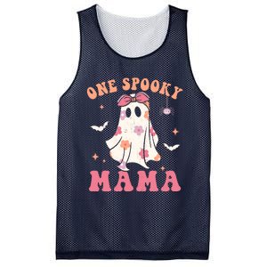 One Spooky Mama Retro Halloween Trick Or Treat Spooky Ghost Mesh Reversible Basketball Jersey Tank