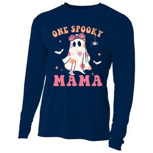 One Spooky Mama Retro Halloween Trick Or Treat Spooky Ghost Cooling Performance Long Sleeve Crew