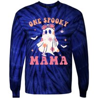 One Spooky Mama Retro Halloween Trick Or Treat Spooky Ghost Tie-Dye Long Sleeve Shirt